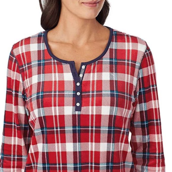 NWT Nautica Ladies 2pc Plaid Fleece Pajama Sleepwear Set SMALL - Picture 4 of 6